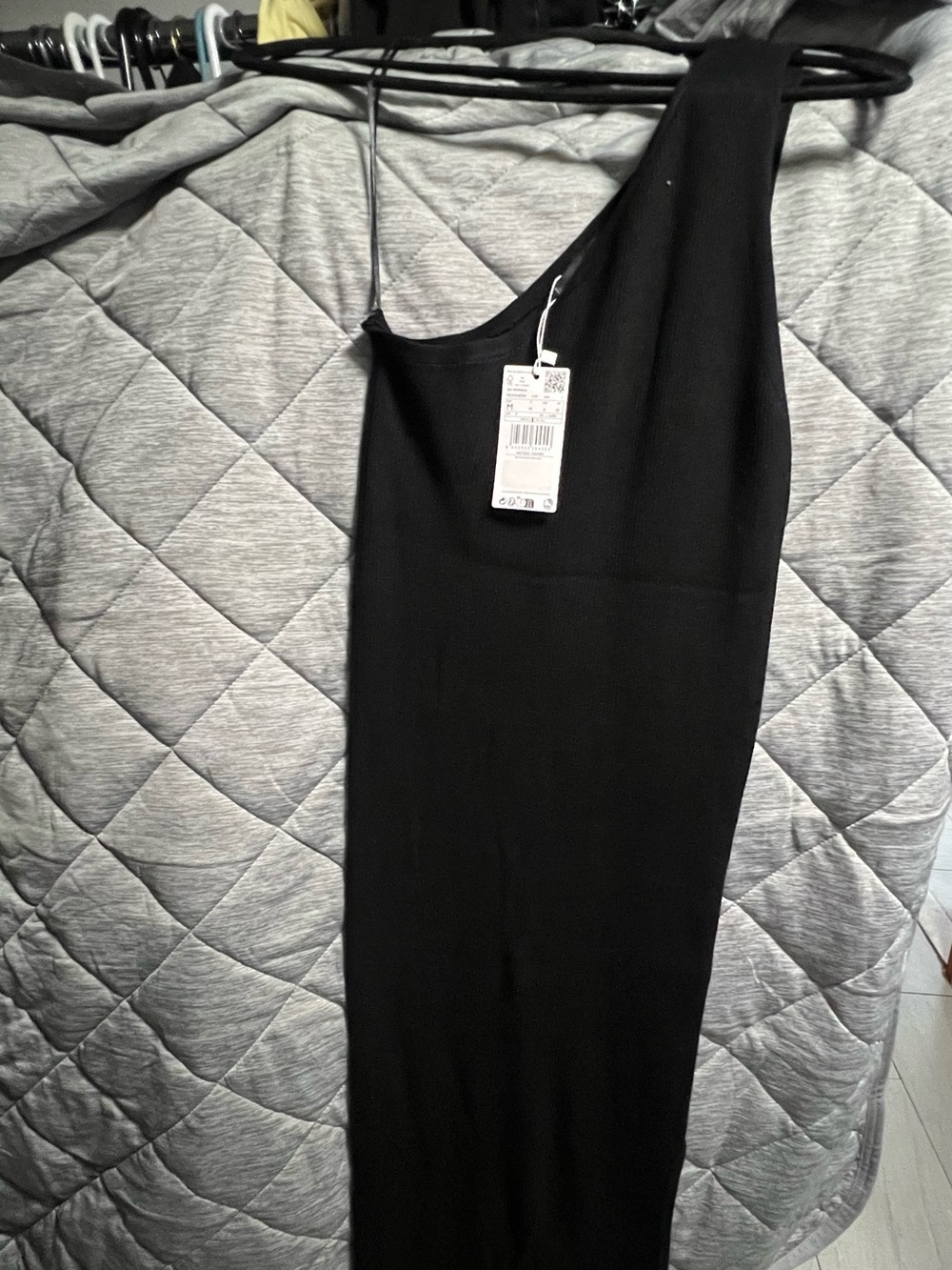Mango Black One-Shoulder Evening Dress